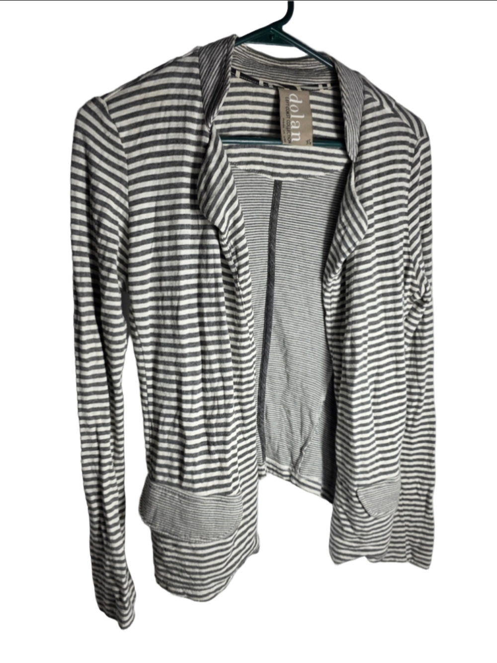 Women's Dolan Left Coast Collection Striped Blazer Jacket sweater Grey White XS